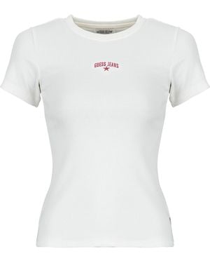 Guess T Shirt Gj Ss Cn Rib Embro - White