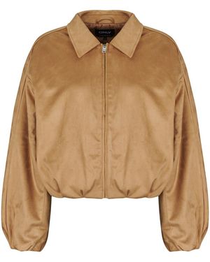 ONLY Jacket Onlfiona Faux Suede Padded Bomber - Brown