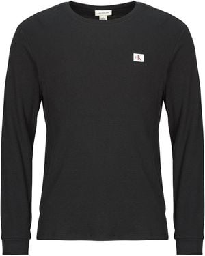 Calvin Klein Long Sleeve T-shirt Ls Waffle Badge Crewnk Tee - Black