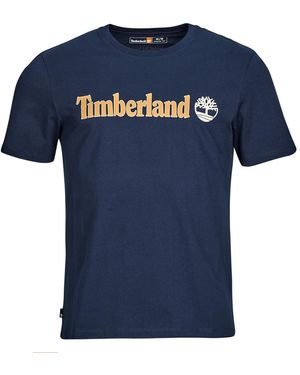 Timberland T Shirt Linear Logo Short Sleeve Tee - Blue
