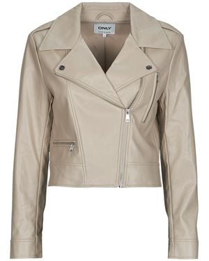 ONLY Leather Jacket Onlcarmen Faux Leather - Natural