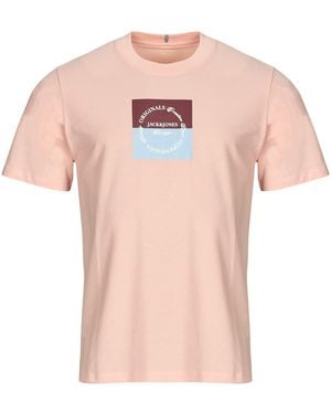 Jack & Jones T Shirt Jorcatskills Square Branding - Pink