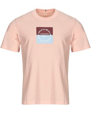 Jack & Jones T Shirt Jorcatskills Square Branding - Pink