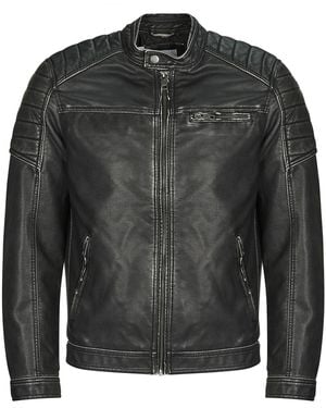 Jack & Jones Leather Jacket Jjerocky - Black