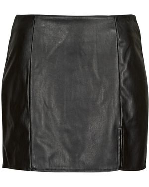 ONLY Short Skirts Onlleni Faux Leather Slit Skirt Pnt - Black