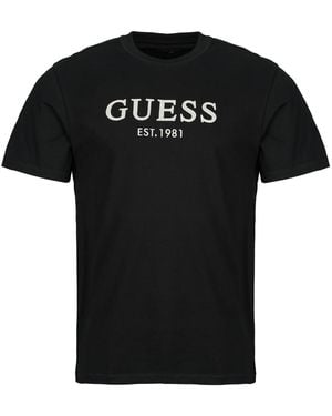Guess T Shirt Cn Ss Logo Embroidery - Black