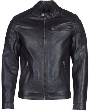 Jack & Jones Jcorocky Men's Leather Jacket In Black
