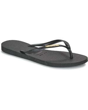 Havaianas Flip Flops / Sandals (shoes) Slim Logo Metallic - Black