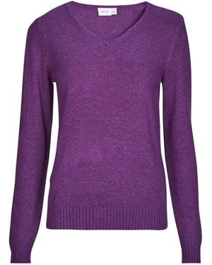 Vila Jumper Viril Rev V-neck L/s - Purple