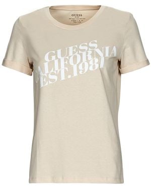 Guess T Shirt Ss Cn Aurelia Tee - Natural