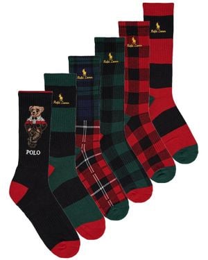 Polo Ralph Lauren Socks Hol Bear Cr-crew Sock-6 Pack - Red