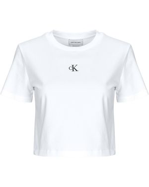 Calvin Klein T Shirt A - Ss Logo Cropped Tee - White