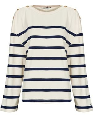 Tommy Hilfiger Long Sleeve T-shirt Lwk Gold Button Boat-nk Ls Tee - White