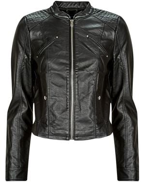 Vero Moda Leather Jacket Vmfavodona Coated Jacket Noos - Black