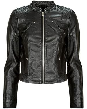Vero Moda Leather Jacket Vmfavodona Coated Jacket Noos - Black