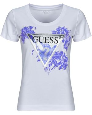 Guess T Shirt Cn Flower Triangle - Blue