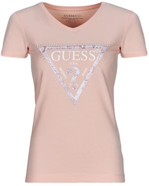 Guess T Shirt Vn Python Triangle - Pink