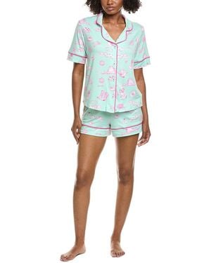 Room Service Pjs 2Pc Arizona Top & Short Pyjama Set - Blue
