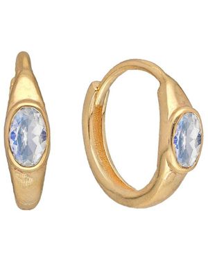 TIRAMISU 14K Plated 0.60 Ct. Tw. Moonstone Huggie Earrings - Metallic
