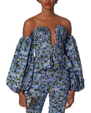 Carolina Herrera Off Shoulder Balloon Sleeve - Blue