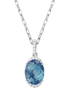 Diamond Select Cuts 14k Diamond .06 Ct. & 3.20 Ct. London Blue Topaz Necklace
