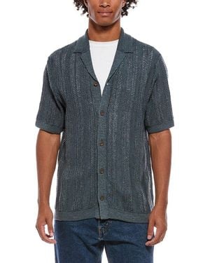 Vince Linen-Blend Cabana Shirt - Blue
