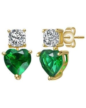 Genevive Jewelry 14k Over Silver Cz Drop Earrings - Green