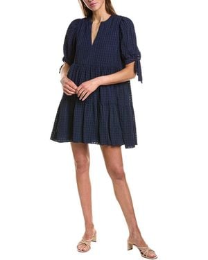 English Factory Gingham Tiered Mini Dress - Blue