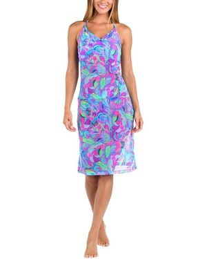 Sunshine 79 Swirltopia Halter Midi Dress - Blue