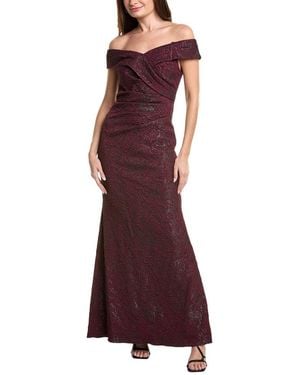 Adrianna Papell Off Shoulder Jacquard Dress - Purple