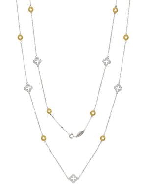 Suzy Levian 0.02 Ct. Tw. Diamond & Gemstone Station Necklace - White