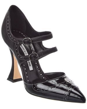 Manolo Blahnik Monzubo 105 Leather Pump - Black