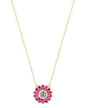 Gabi Rielle 14k Over Silver Cz Fire Blossom Necklace - White