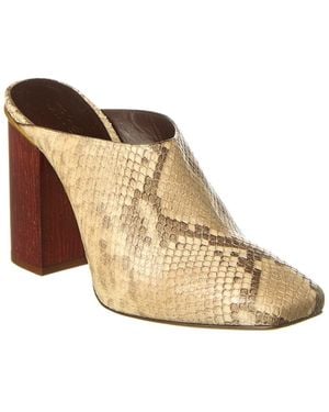 Chloé Ambre Snake-Embossed Leather Mule - Natural