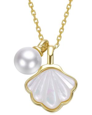Rachel Glauber 14K Plated 6Mm Pearl Pendant - Metallic
