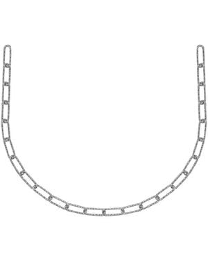 Italian Silver Rectangle Link Necklace - Natural