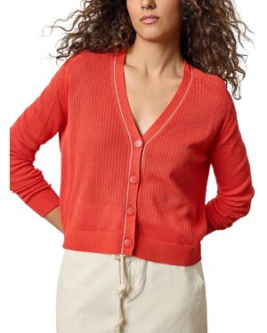 Lilla P Saddle Sleeve V-Neck Cardigan - Red