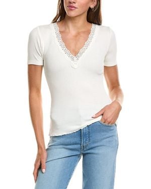 Madewell Elbow-Sleeve Lace Top - White