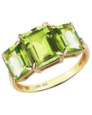 Kai Fine Jewelry 14K.03 Ct. Tw. Diamond & Peridot Cocktail Ring - Green