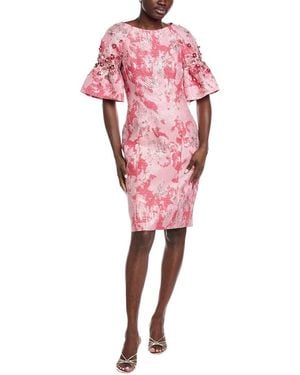 Teri Jon Bateau Neck Sheath Dress - Red