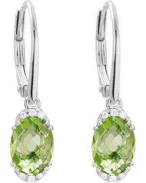 Diamond Select Cuts 14k Diamond .05 Ct. & 2.86 Ct. Peridot Earrings - Green