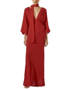 Shona Joy Amina Plunge Balloon Sleeve Maxi Dress - Red