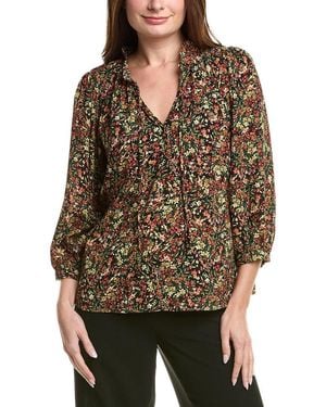 Vince Camuto Printed Peasant Blouse - Brown