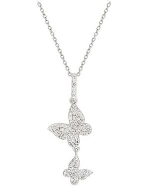 Suzy Levian 14K 0.40 Ct. Tw. Diamond Double Butterfly Necklace - White