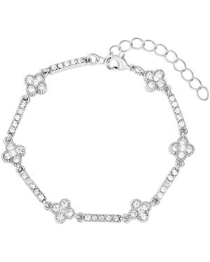 Adornia Crystal Clover Tennis Bracelet - White