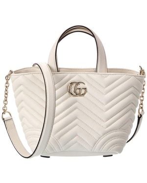 Gucci Gg Marmont Mini Leather Tote - Natural