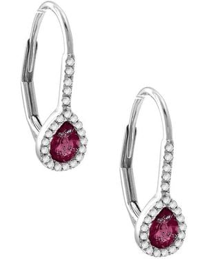 Gemstones 0.51 Ct. Tw. Diamond & Ruby 14k Earrings - Metallic