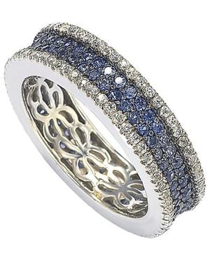 Suzy Levian Silver 2.02 Ct. Tw. Diamond & Sapphire Ring - Metallic