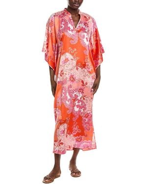 Natori Flourish Printed Satin Night Gown - Red
