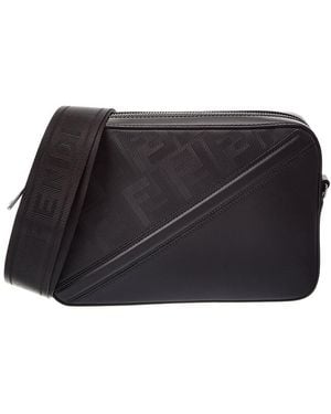Fendi Diagonal Leather Camera Bag - Black